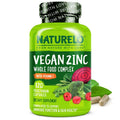 NATURELO Vegan Zinc Immune Support Capsules - Whole Food Complex with Vitamin C for Healthy Skin, Hair, and Nails - 120 Capsules - TrustMedUSA