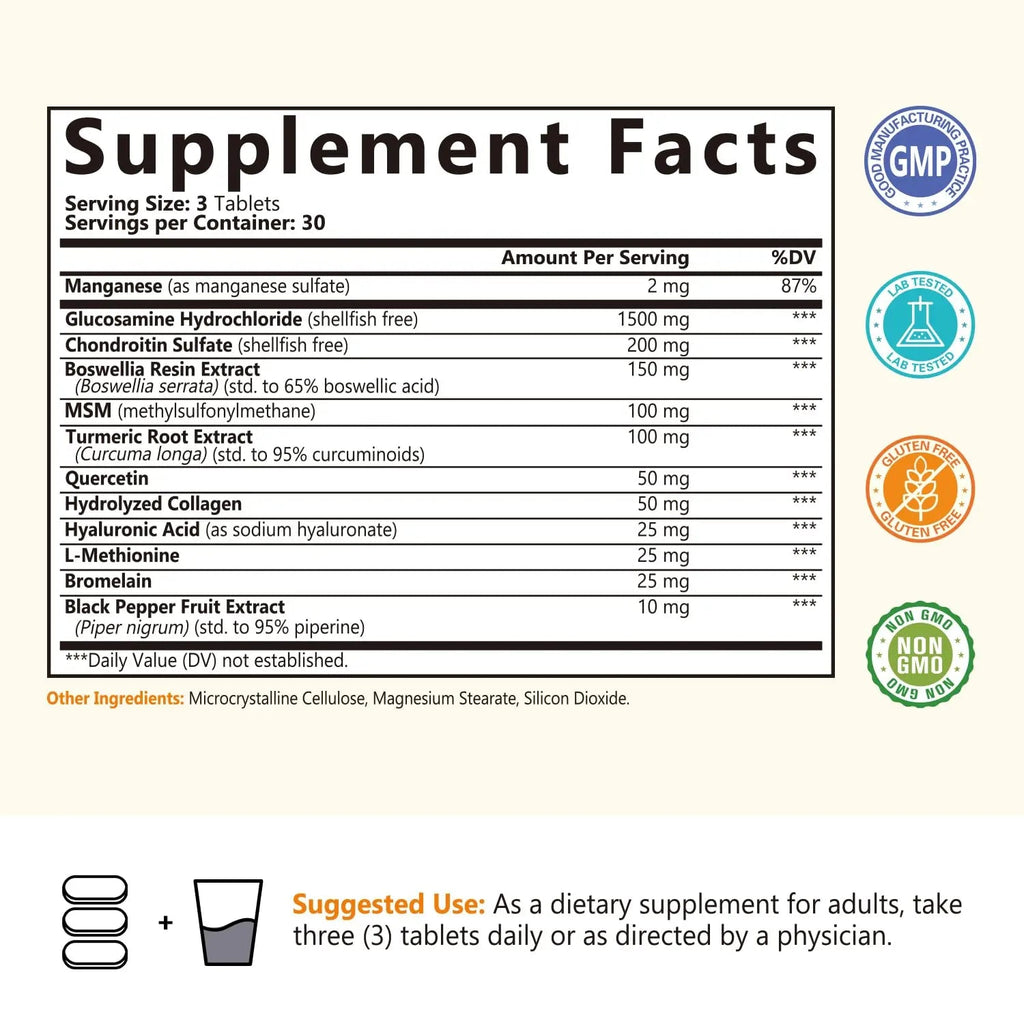 NatureMyst Glucosamine Chondroitin & MSM, Turmeric, Boswellia, Collagen, Hyaluronic - TrustMedUSA