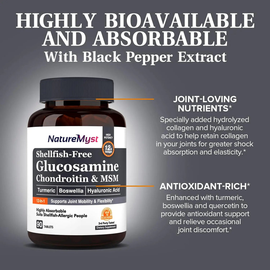 NatureMyst Glucosamine Chondroitin & MSM, Turmeric, Boswellia, Collagen, Hyaluronic - TrustMedUSA