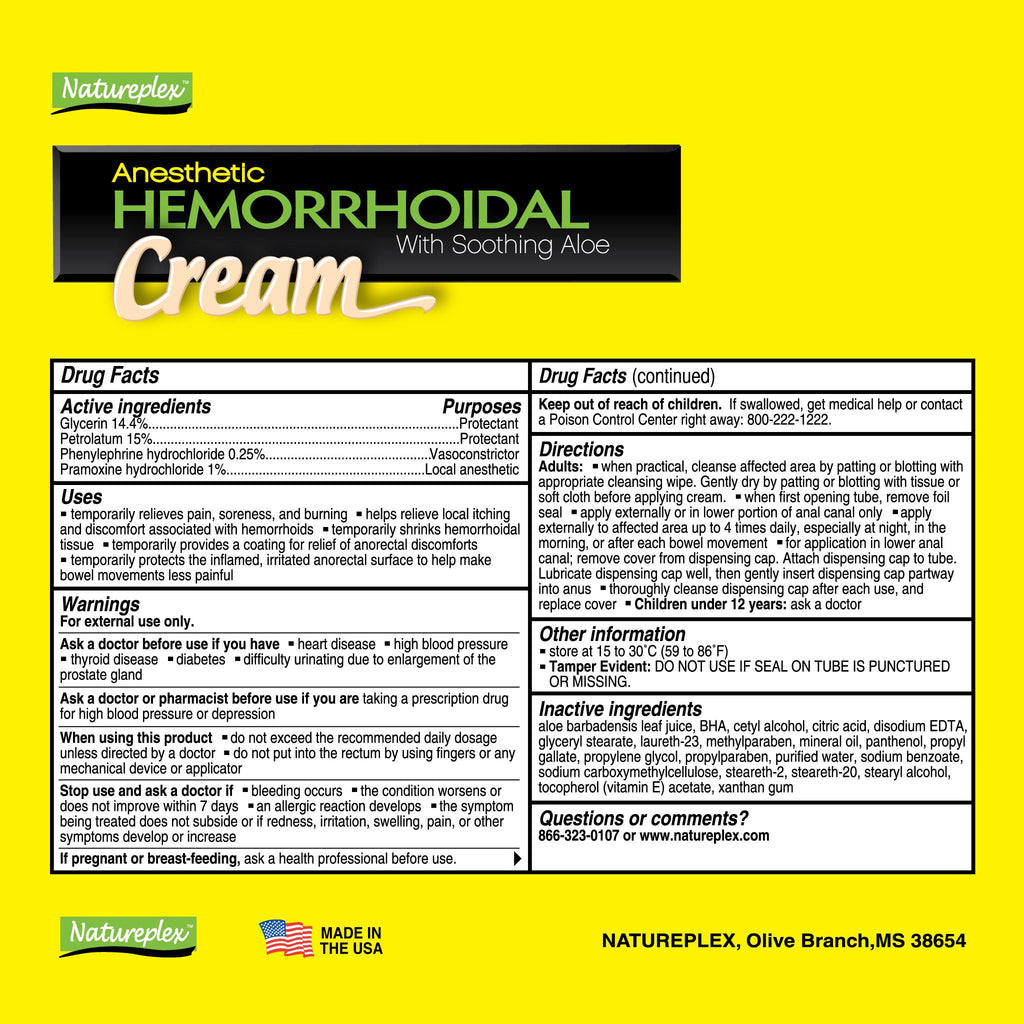 Natureplex Hemorrhoidal Cream for Itching, Burning and Discomfort Relief, 0.9 oz (Pack of 6) - Made in USA - TrustMedUSA