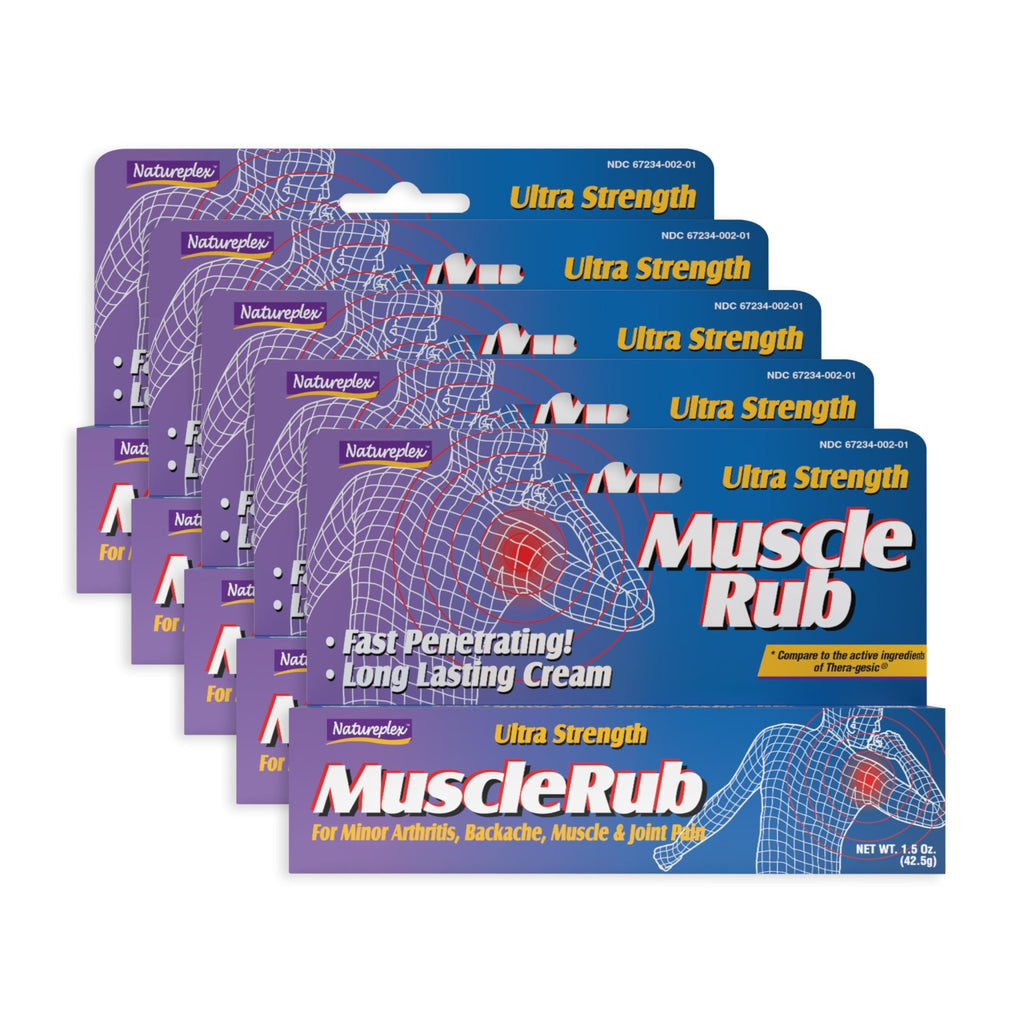 Natureplex Ultra Strength Muscle Rub Cream 1.5 oz (Pack of 5) – Menthol & Methyl Salicylate, Fast-Penetrating, Long-Lasting Relief for Muscle & Joint Discomfort (Minor Aches, Backache, Strains) - TrustMedUSA