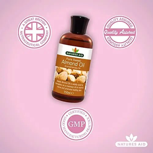 Natures Aid Almond Oil, Pure, Sweet Almond Oil, Massage Oil, Suited to Dry, Sensitive Skin - TrustMedUSA