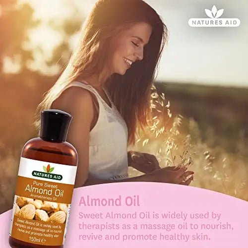 Natures Aid Almond Oil, Pure, Sweet Almond Oil, Massage Oil, Suited to Dry, Sensitive Skin - TrustMedUSA