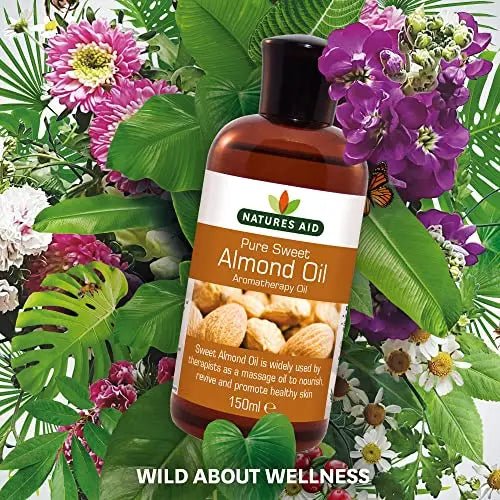 Natures Aid Almond Oil, Pure, Sweet Almond Oil, Massage Oil, Suited to Dry, Sensitive Skin - TrustMedUSA