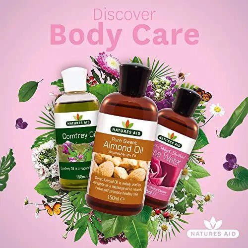 Natures Aid Almond Oil, Pure, Sweet Almond Oil, Massage Oil, Suited to Dry, Sensitive Skin - TrustMedUSA