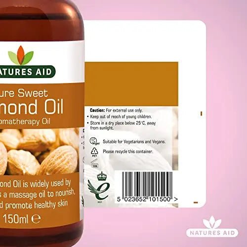 Natures Aid Almond Oil, Pure, Sweet Almond Oil, Massage Oil, Suited to Dry, Sensitive Skin - TrustMedUSA