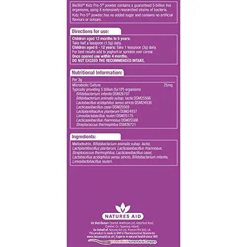 Natures Aid Bio360 Kidz Pro-5 (5 Billion Bacteria) from Natures Aid, Children's Microbiotic - TrustMedUSA