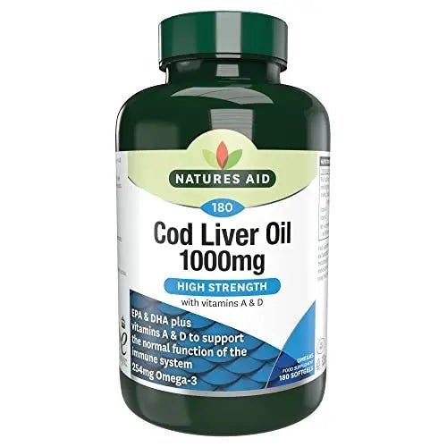 Natures Aid Cod Liver Oil, 1000 mg, 180 Softgel Capsules (High Strength, 254 mg Omega - TrustMedUSA