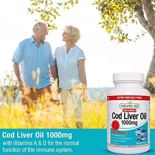 Natures Aid Cod Liver Oil, 1000 mg, 180 Softgel Capsules (High Strength, 254 mg Omega - TrustMedUSA