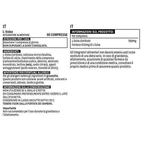 Natures Aid L-Lysine 1000 mg, High Potency Essential Amino Acid, Vegan, 60 Tablets - TrustMedUSA