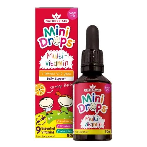 Natures Aid Mini Drops Multi-vitamin for Infants and Children, Sugar Free, 50 ml - TrustMedUSA