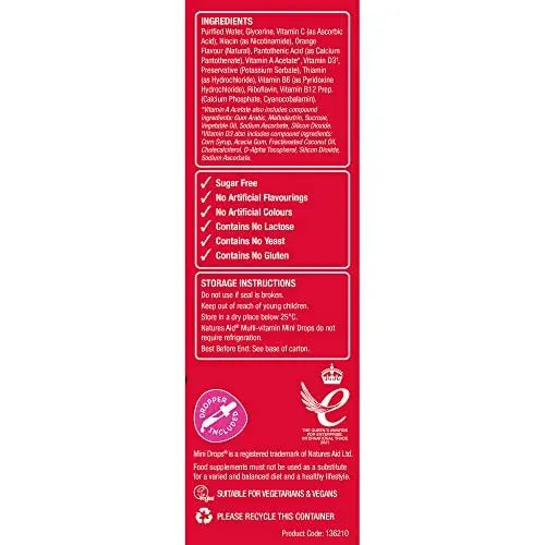 Natures Aid Mini Drops Multi-vitamin for Infants and Children, Sugar Free, 50 ml - TrustMedUSA
