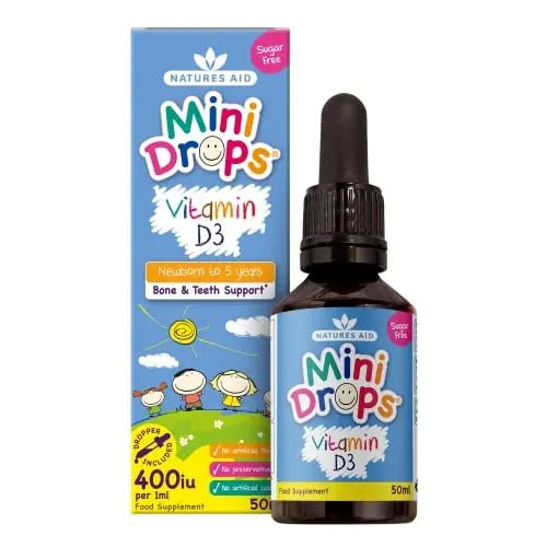 Natures Aid Vitamin D3 Mini Drops for Infants and Children, Sugar Free, 50ml - TrustMedUSA