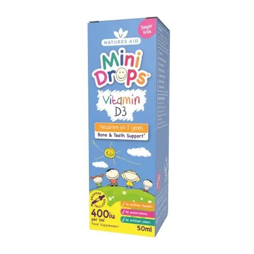 Natures Aid Vitamin D3 Mini Drops for Infants and Children, Sugar Free, 50ml - TrustMedUSA