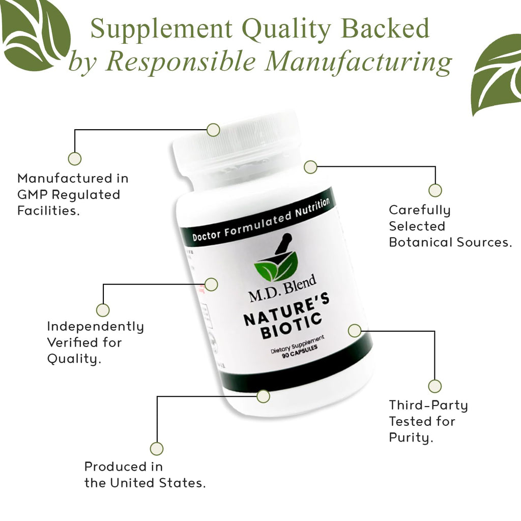 Nature’s Biotic Berberine Supplement for Daily Wellness Support with Blend of Oregano, Garlic, Vitamins C & B6, Magnesium, and Zinc, 90 Capsules (Pack of 1) - TrustMedUSA