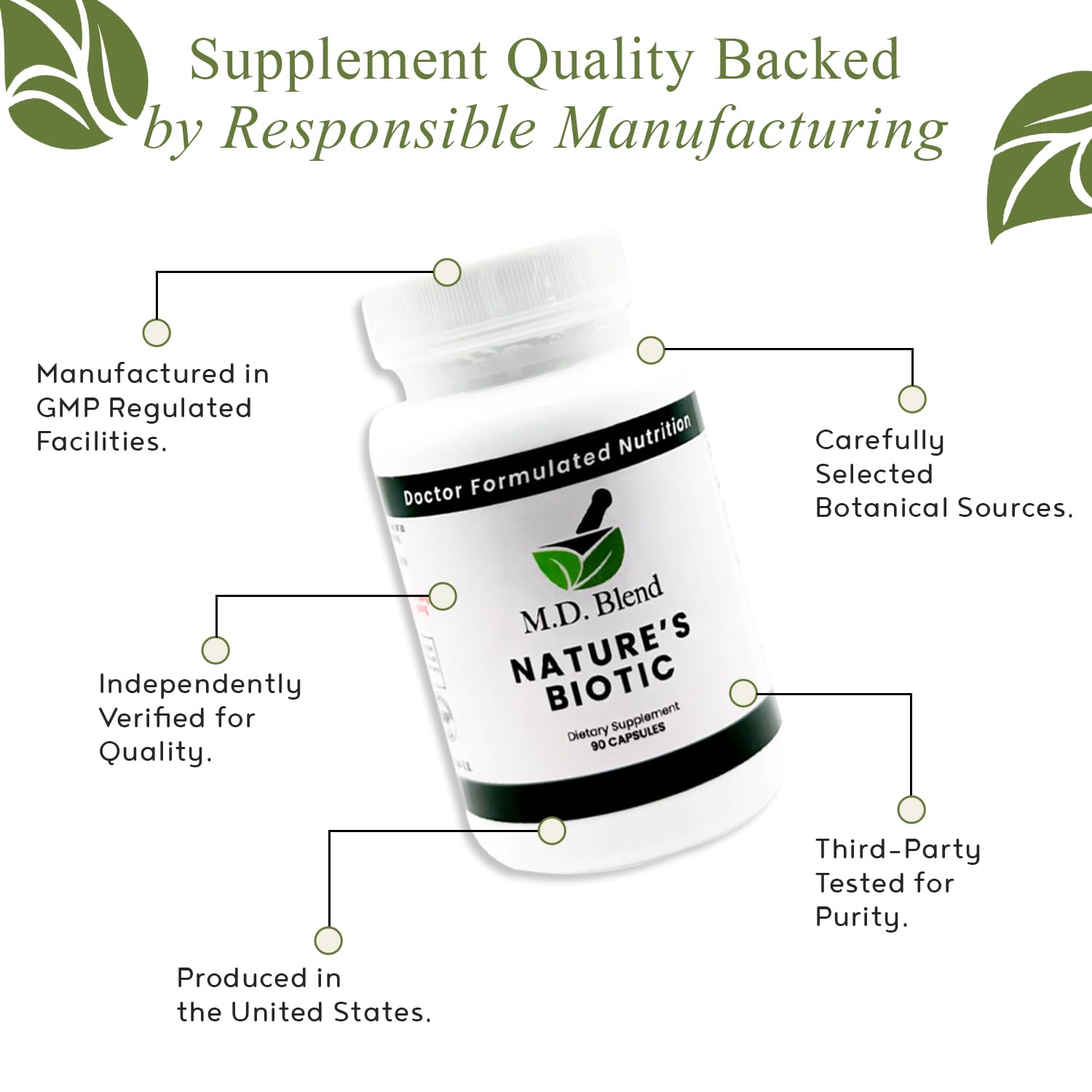 Nature’s Biotic Berberine Supplement for Daily Wellness Support with Blend of Oregano, Garlic, Vitamins C & B6, Magnesium, and Zinc, 90 Capsules (Pack of 1) - TrustMedUSA