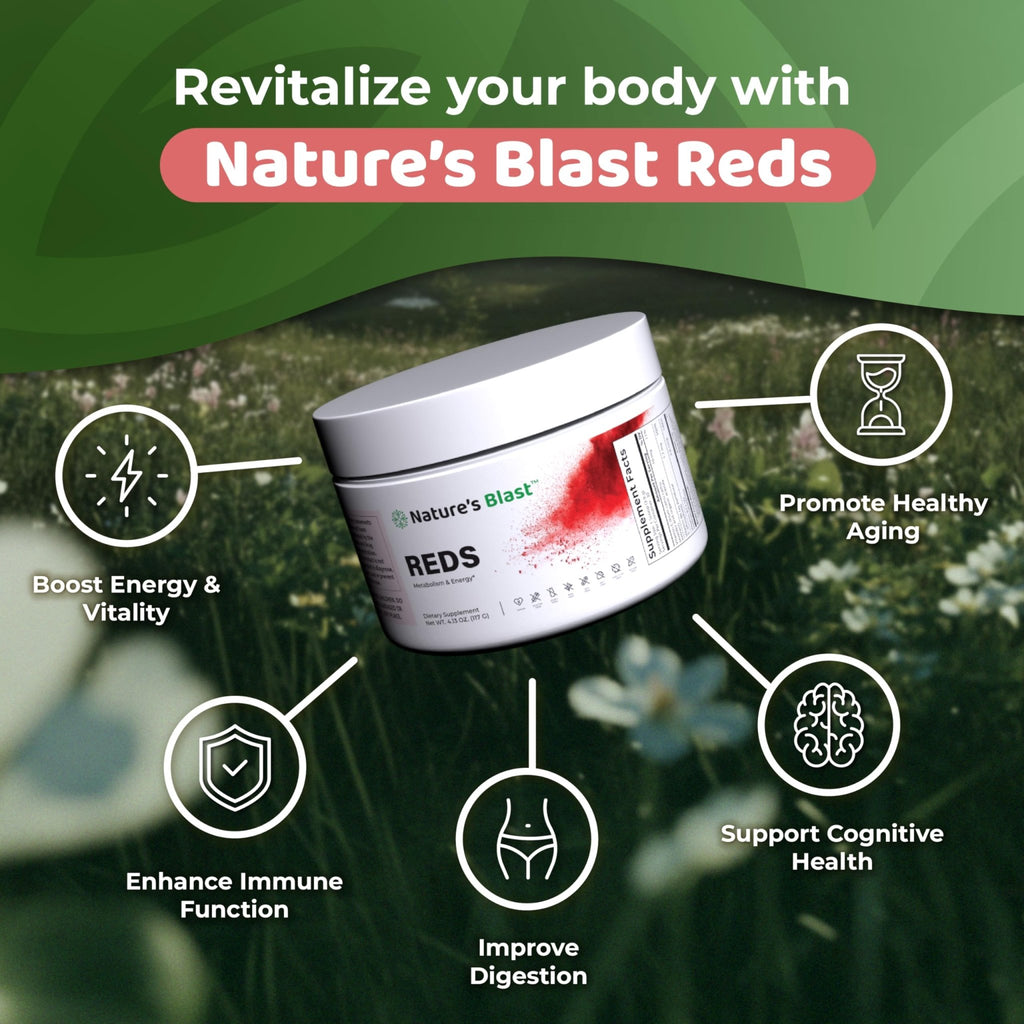 NATURES BLAST Reds - Metabolism and Energy Superfood Powder with 23 Red Fruits, 4 Adaptogens, Probiotics & Enzymes - Vegan Antioxidant Blend, 1 Bottle - TrustMedUSA