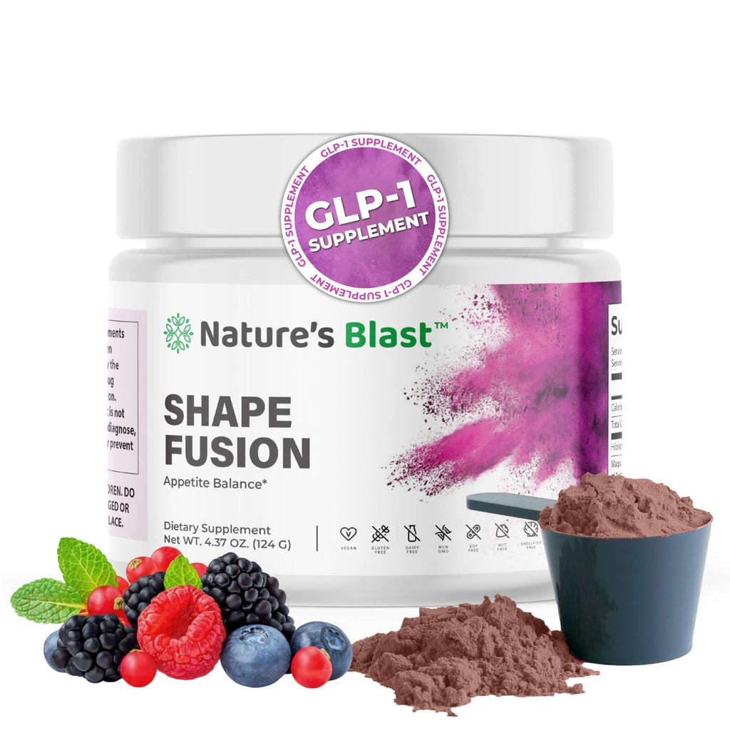 NATURES BLAST Shape Fusion® - GLP-1 Supplements with Ashwagandha, Hibiscus, Ceylon Cinnamon, Maqui Berry & African Mango Extract - Supports Healthy Habits, Energy & Body Balance - 30 Servings - TrustMedUSA
