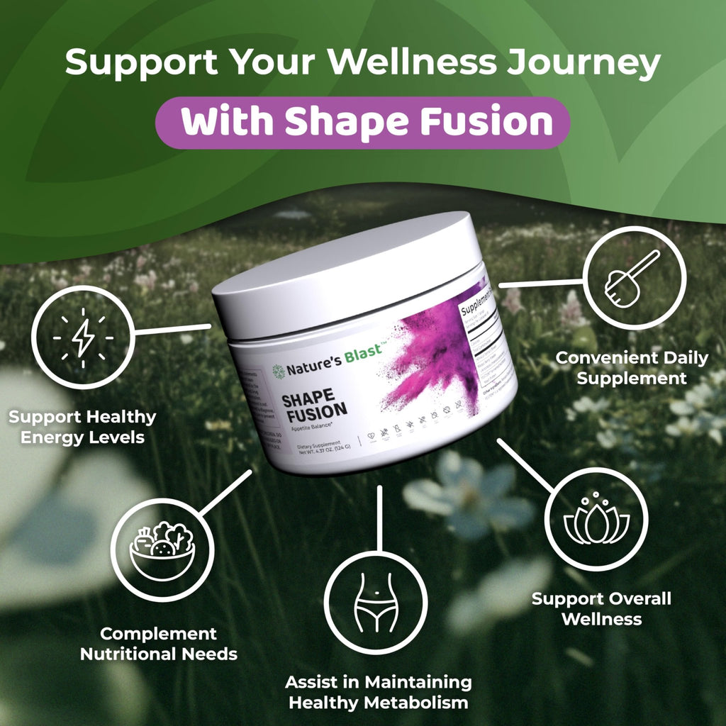NATURES BLAST Shape Fusion® - GLP-1 Supplements with Ashwagandha, Hibiscus, Ceylon Cinnamon, Maqui Berry & African Mango Extract - Supports Healthy Habits, Energy & Body Balance - 30 Servings - TrustMedUSA