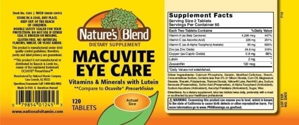 Natures Blend Macuvite Eye Care, 120 tabs Pack of 2 - TrustMedUSA
