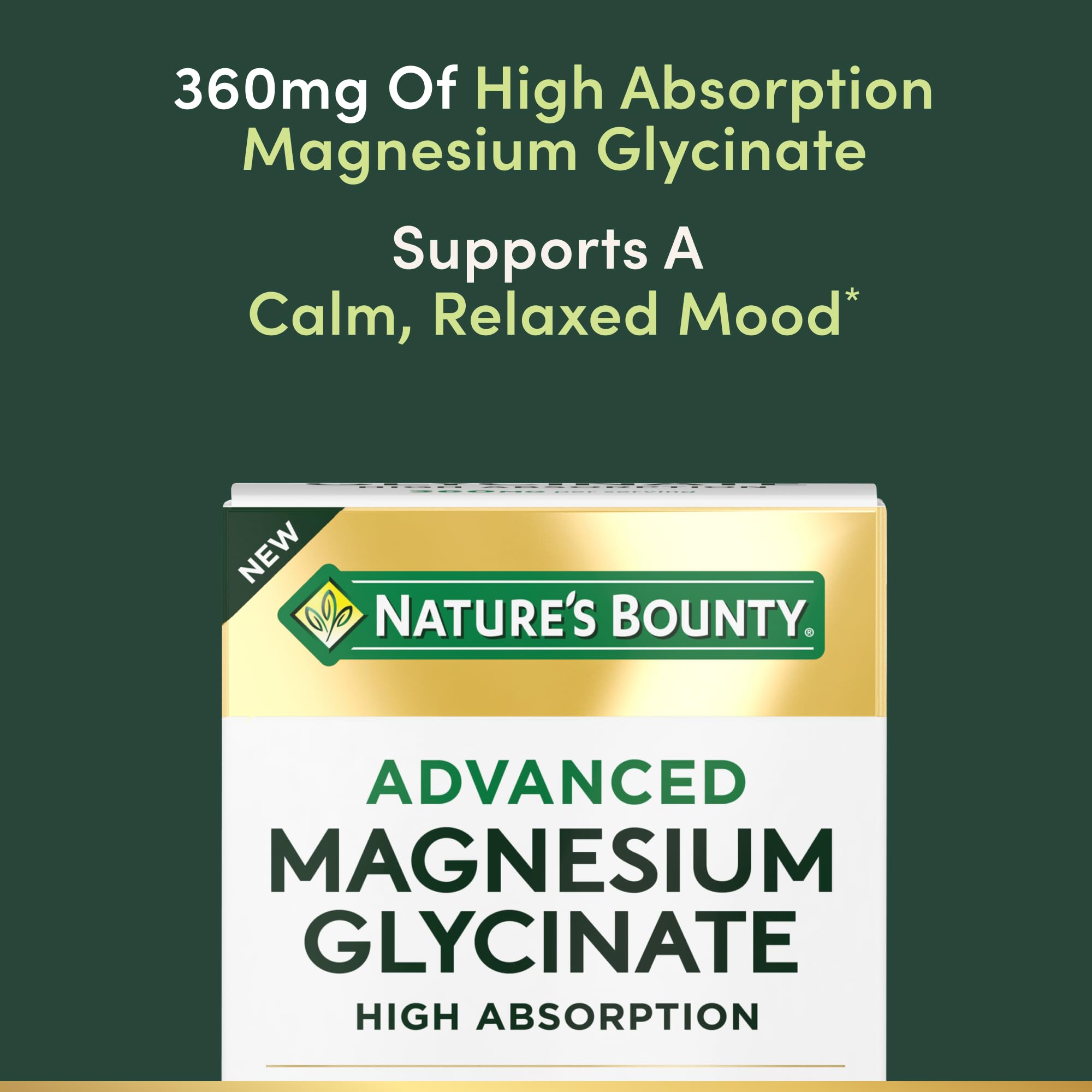 Nature's Bounty Calm Magnesium Glycinate Supplement - High Absorption Magnesium for Relaxed Mood, Heart & Bone Health, 90 Capsules - TrustMedUSA