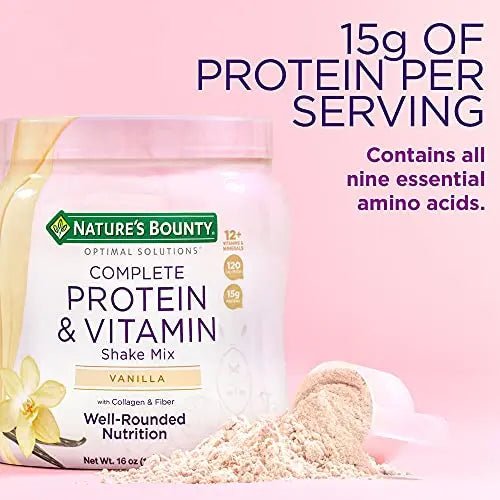 Nature's Bounty Complete Protein & Vitamin Shake Mix with Collagen & Fiber, Contains - TrustMedUSA