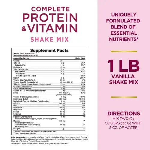 Nature's Bounty Complete Protein & Vitamin Shake Mix with Collagen & Fiber, Contains - TrustMedUSA