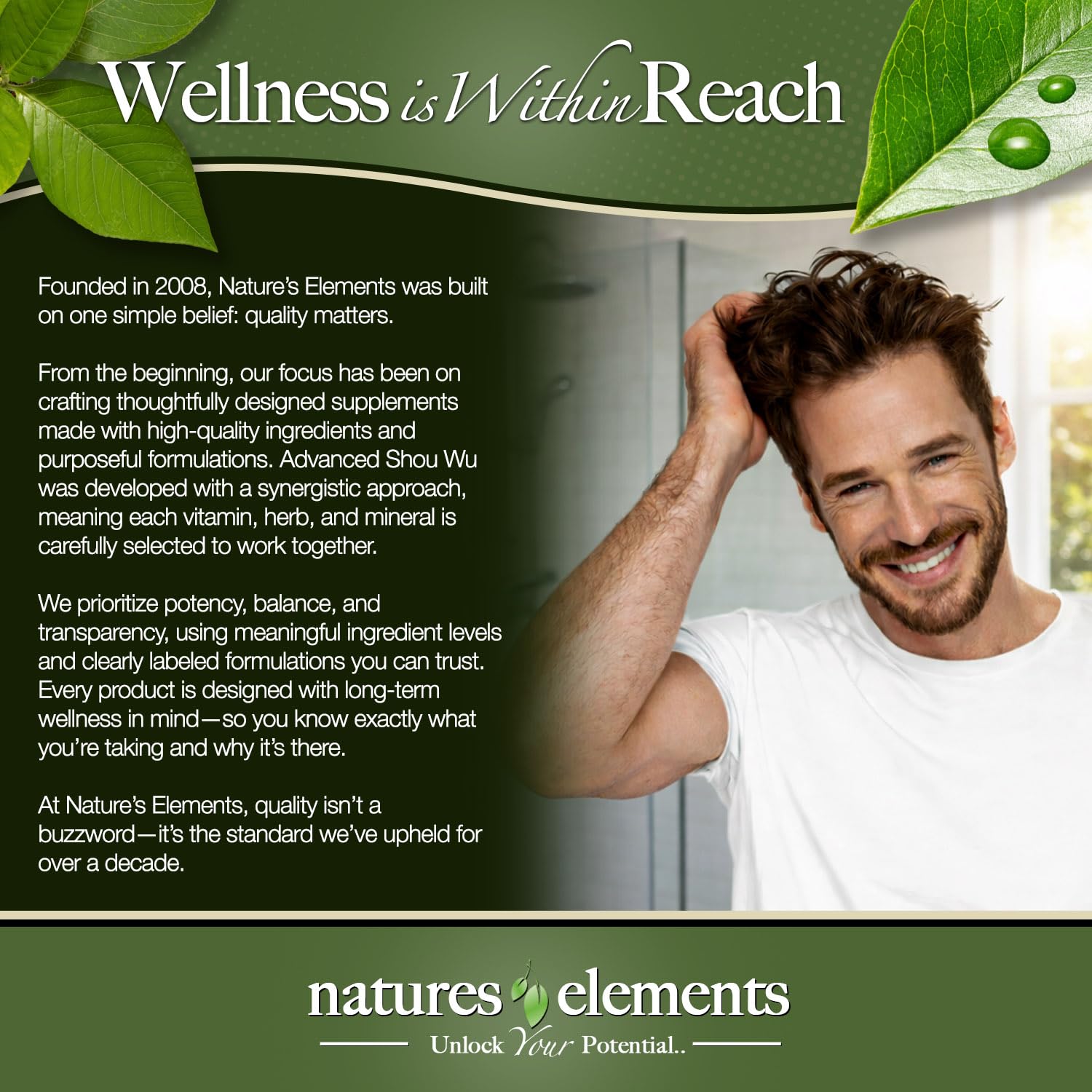 Natures Elements Advanced Shou Wu for Gray Hair – Prepared He Shou Wu for Hair Growth with Biotin, Bioperine, Fo-Ti Root & More – 100% Natural – 60 Tablets – Non-GMO, Gluten-Free - TrustMedUSA