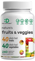 Nature’s Fruits & Veggies Supplement, 240 Veggie Capsules – 80 Whole Food Superfoods for Daily Balance – 40 Fruits with 40 Vegetables and Greens – Non-GMO, Gluten Free - Maple Wellness Supplements