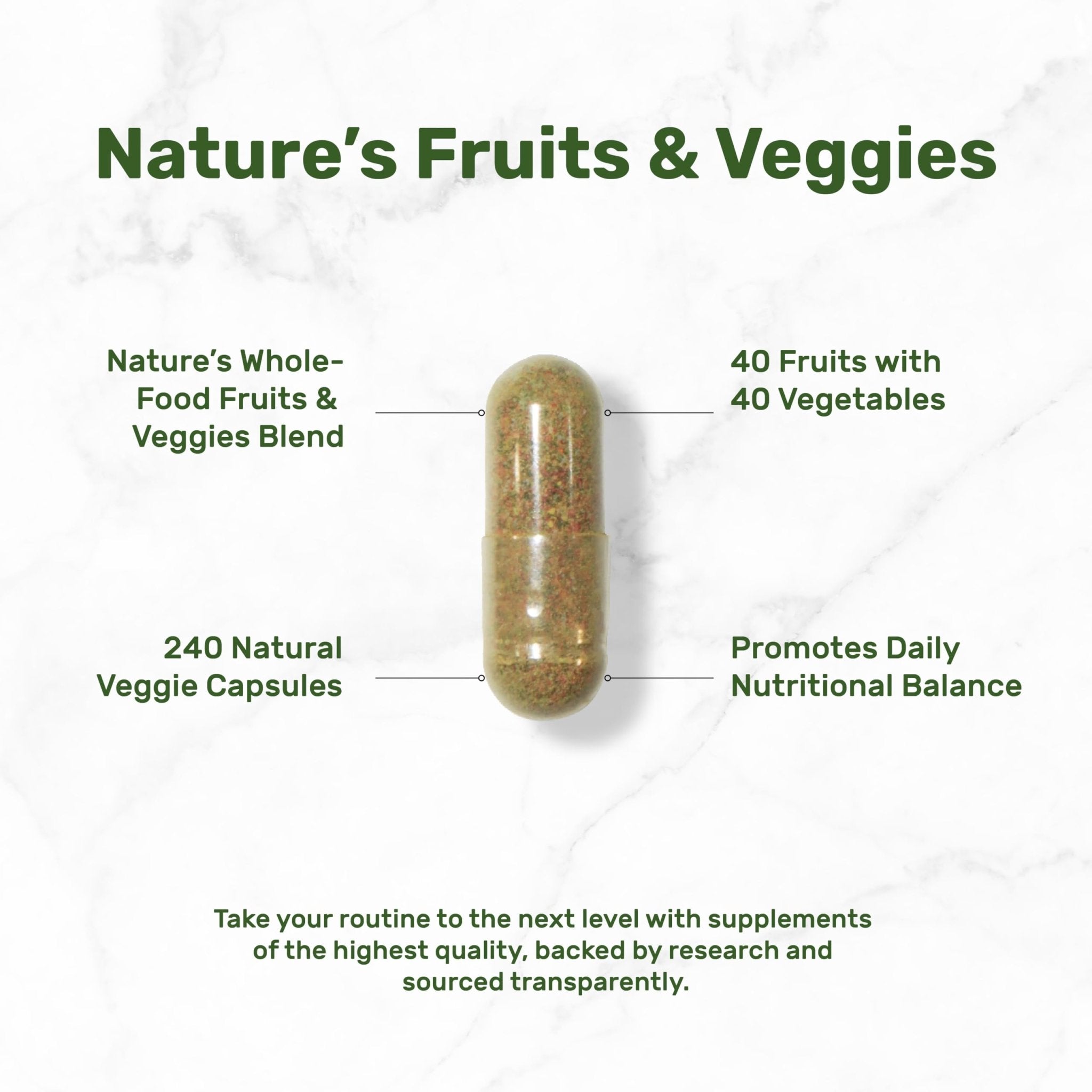 Nature’s Fruits & Veggies Supplement, 240 Veggie Capsules – 80 Whole Food Superfoods for Daily Balance – 40 Fruits with 40 Vegetables and Greens – Non-GMO, Gluten Free - TrustMedUSA