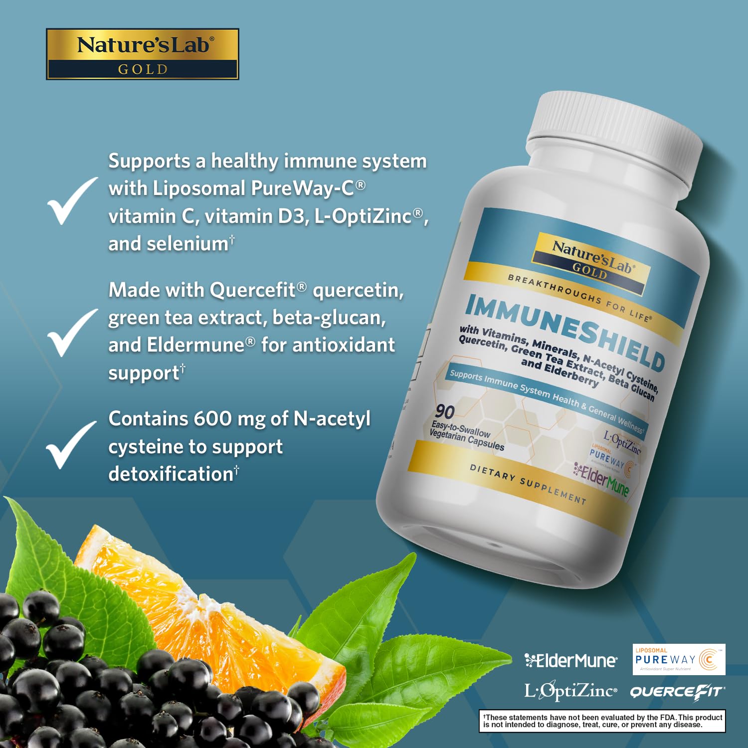 Nature's Lab Gold ImmuneShield - Supports Immune System Health & General Wellness* - 90 Capsules (30 Day Supply) - TrustMedUSA