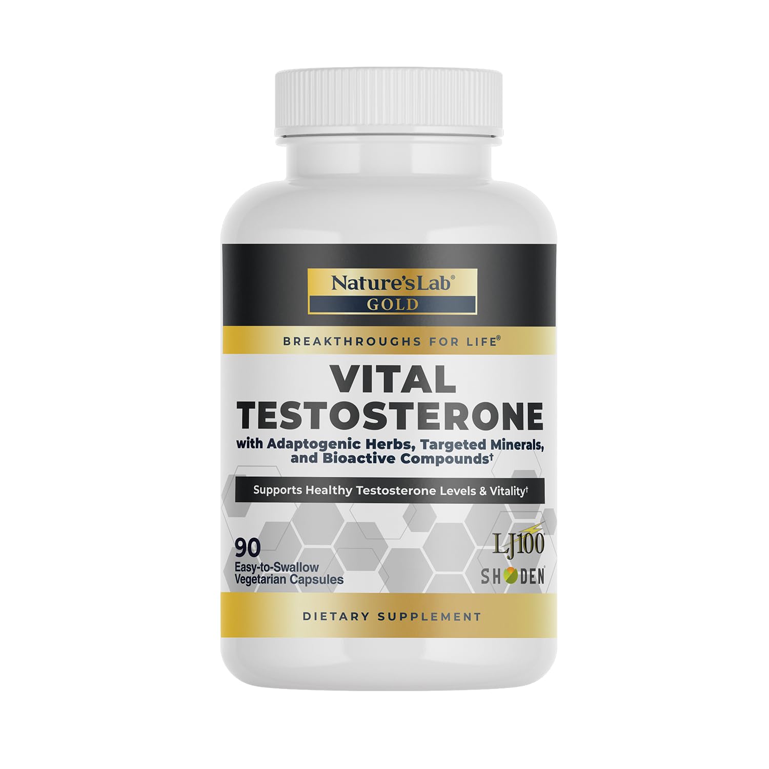 Nature's Lab Gold Vital Testosterone with Adaptogenic Herbs, Targeted Minerals and Bioactive Compounds* - Supports Healthy Testosterone Levels & Vitality* - 90 Capsules (30 Day Supply) - TrustMedUSA