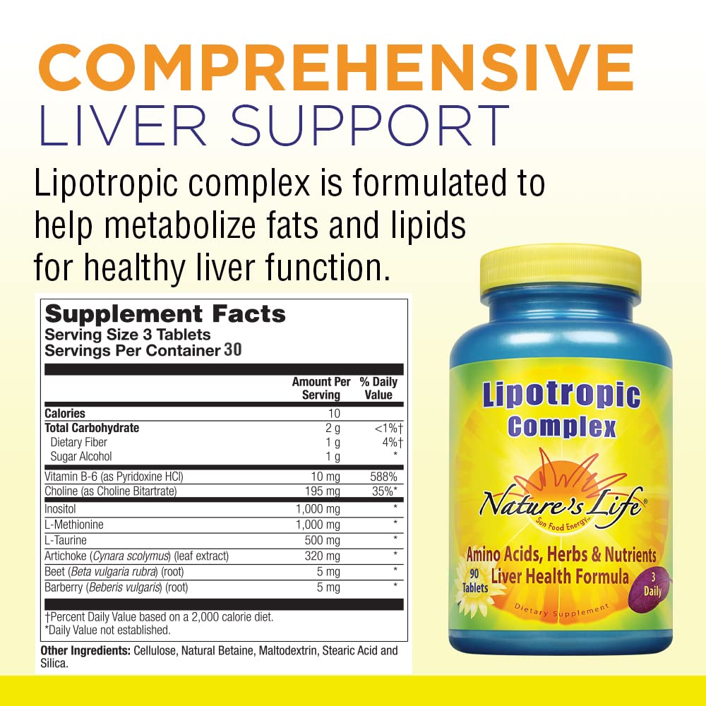 Nature's Life Lipotropic Complex | Comprehensive Support for Healthy Liver Function | with Choline & Inositol | Non-GMO | 90 Vegetarian Tablets - TrustMedUSA