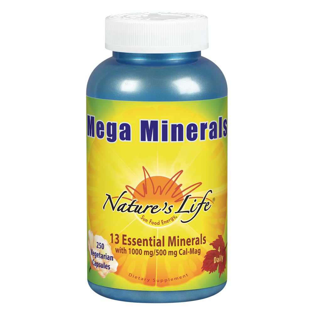 Nature's Life Mega Minerals Complex | Complete Multi Mineral + Vitamin D Supplement | 250 Vegetarian Capsules - TrustMedUSA