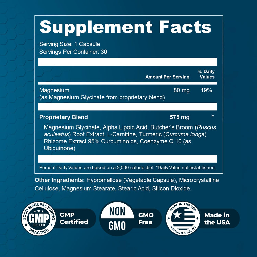 Nature’s NutriWave Alphacur – Natural Supplement with Magnesium, Alpha Lipoic Acid, Turmeric & CoQ10 – Non-GMO, 100% Natural, Made in the USA, GMP-Certified – 30 Capsules, 2 Month Supply - TrustMedUSA