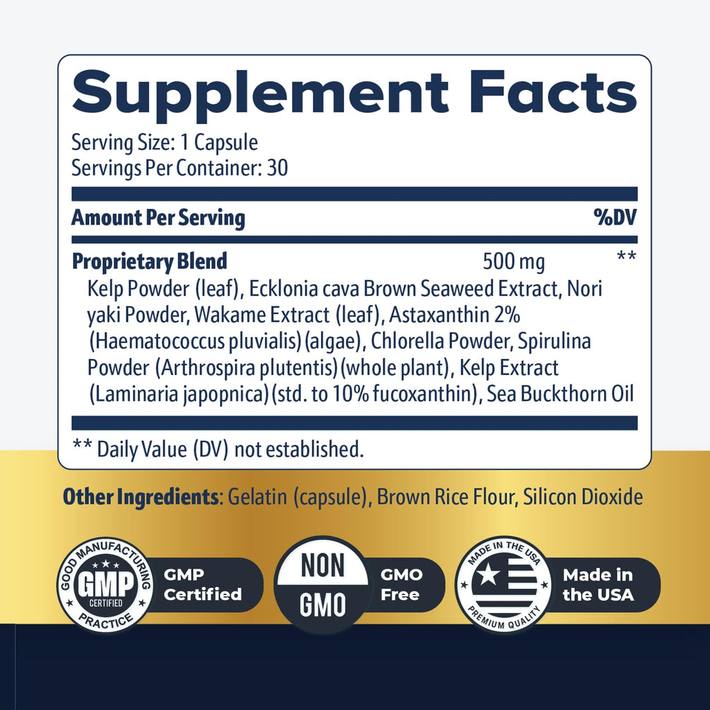 Nature’s NutriWave AquaPeace – Aqua Peace Caps Daily Marine-Based Supplement with Seaweed & Algae Extracts – Clean, Stimulant-Free Formula – Non-GMO, Made in USA - 30 Capsules, 1 Month Supply - TrustMedUSA