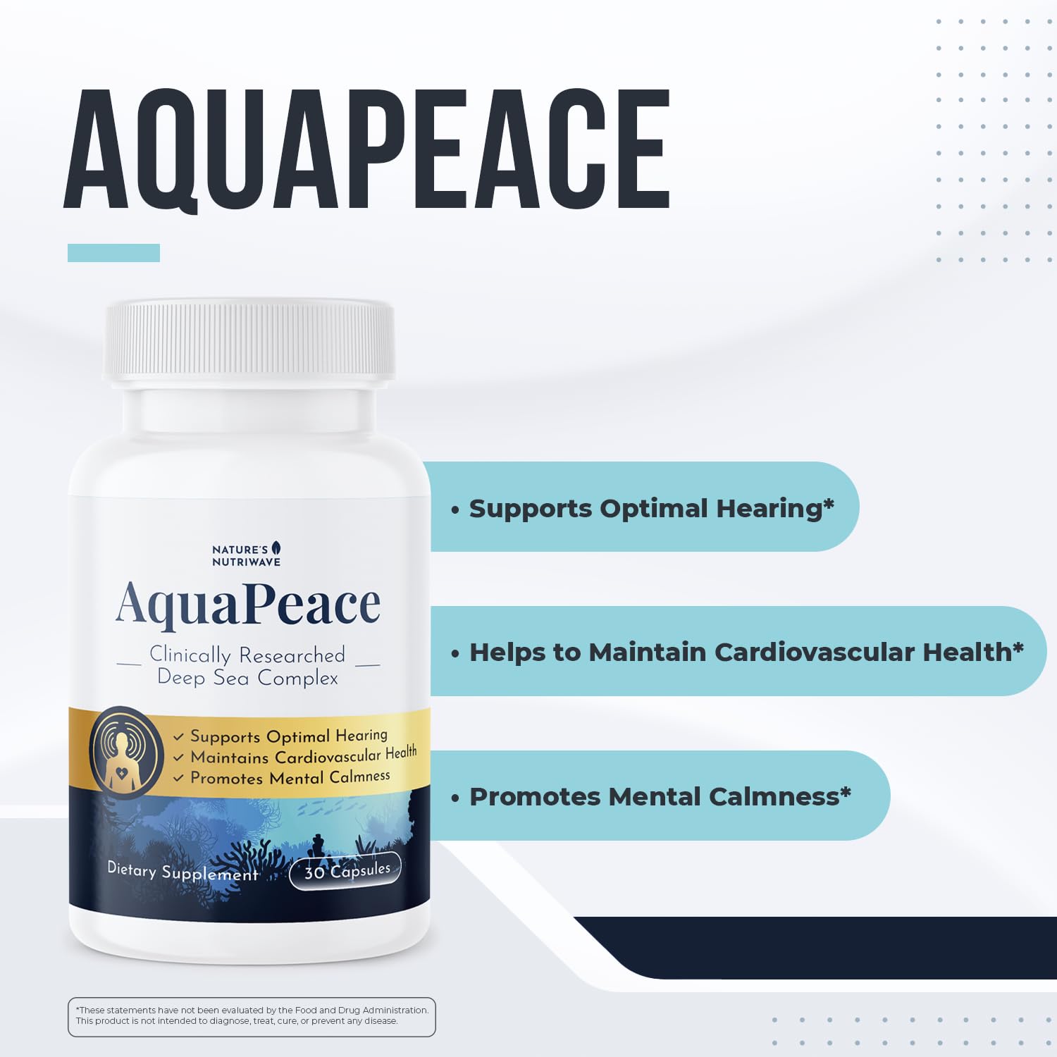 Nature’s NutriWave AquaPeace – Aqua Peace Caps Daily Marine-Based Supplement with Seaweed & Algae Extracts – Clean, Stimulant-Free Formula – Non-GMO, Made in USA - 30 Capsules, 1 Month Supply - TrustMedUSA