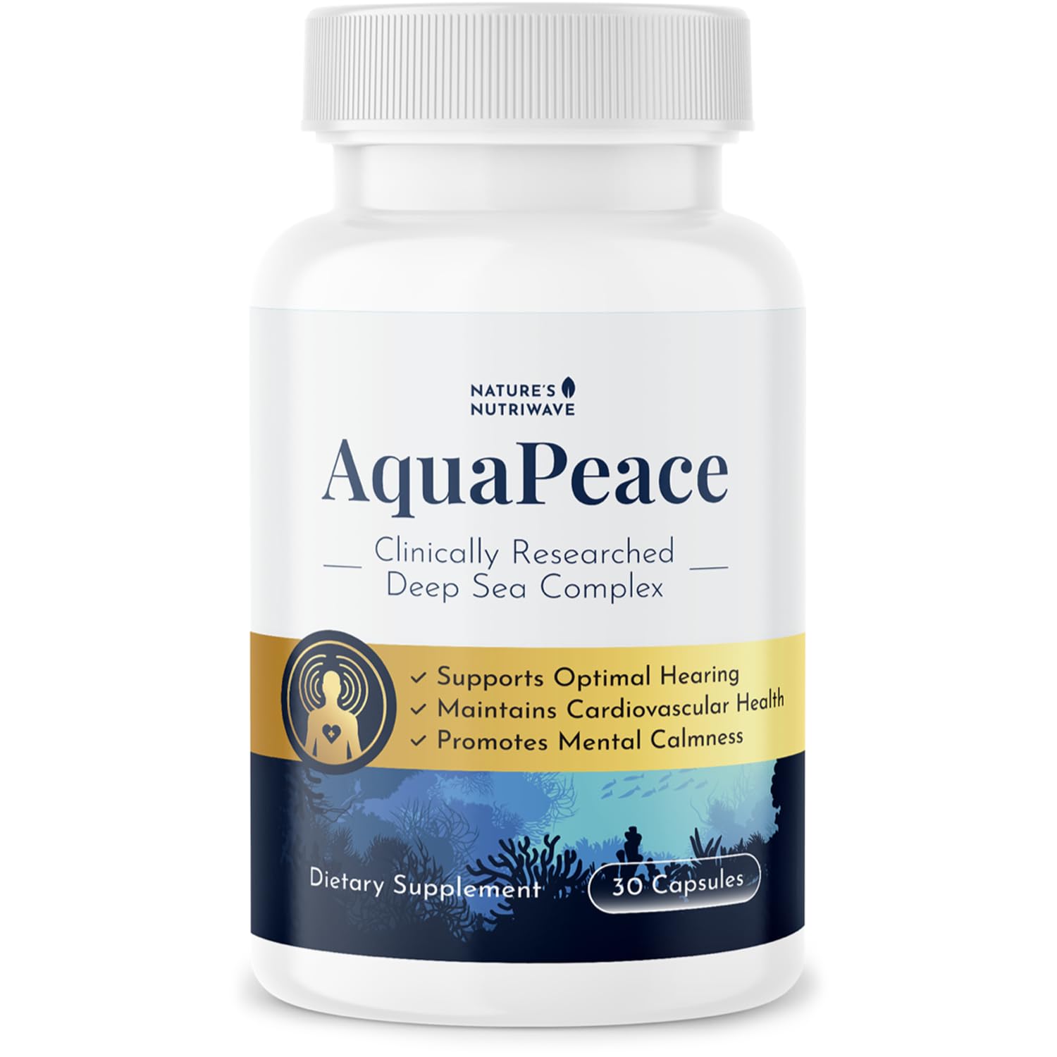 Nature’s NutriWave AquaPeace – Aqua Peace Caps Daily Marine-Based Supplement with Seaweed & Algae Extracts – Clean, Stimulant-Free Formula – Non-GMO, Made in USA - 30 Capsules, 1 Month Supply - TrustMedUSA