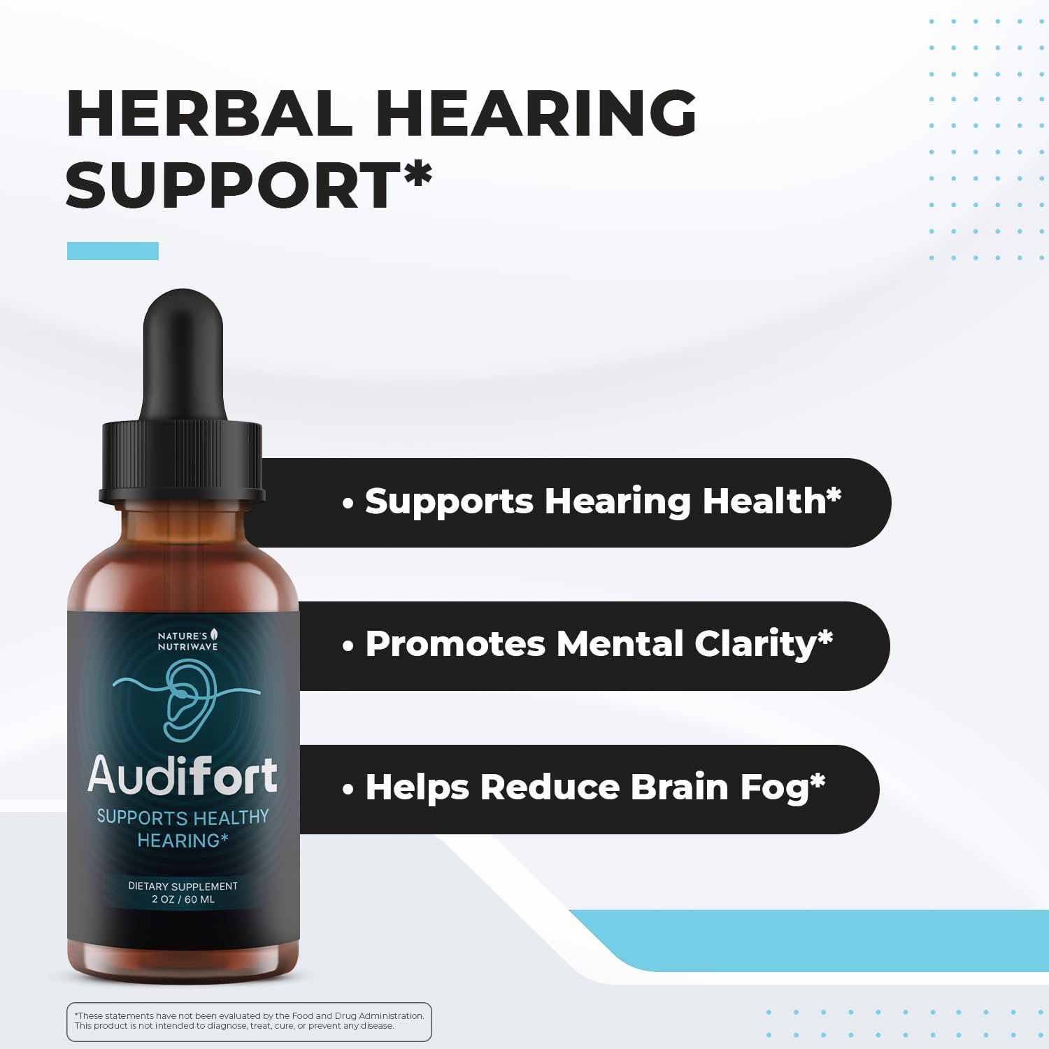 Nature’s NutriWave Audifort Drops – Herbal Liquid Supplement with Grape Seed & Panax Ginseng – Non-GMO, Easy-to-Take, Made in the USA – 60 Servings, 1 Month Supply - TrustMedUSA
