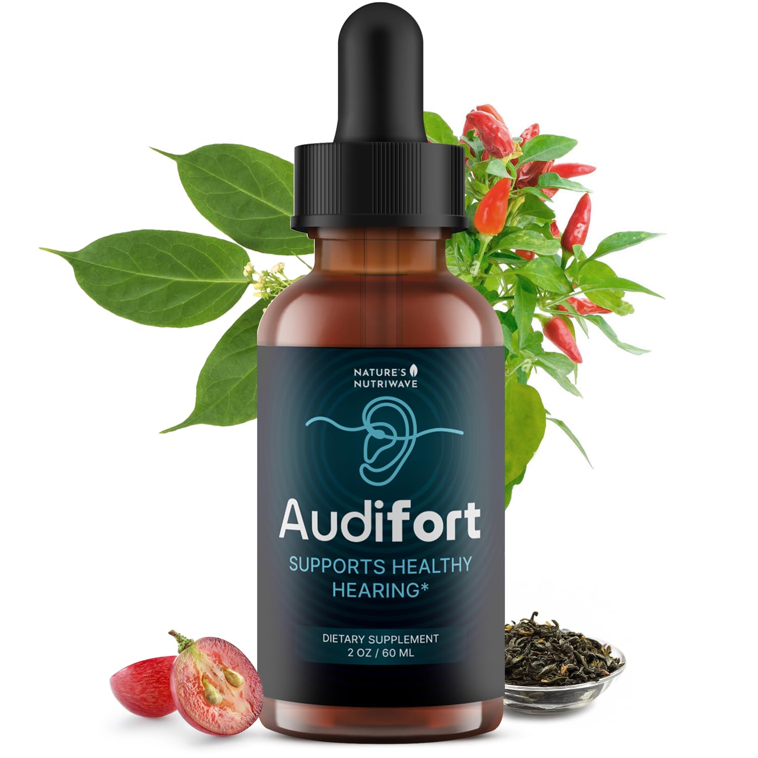 Nature’s NutriWave Audifort Drops – Herbal Liquid Supplement with Grape Seed & Panax Ginseng – Non-GMO, Easy-to-Take, Made in the USA – 60 Servings, 1 Month Supply - TrustMedUSA