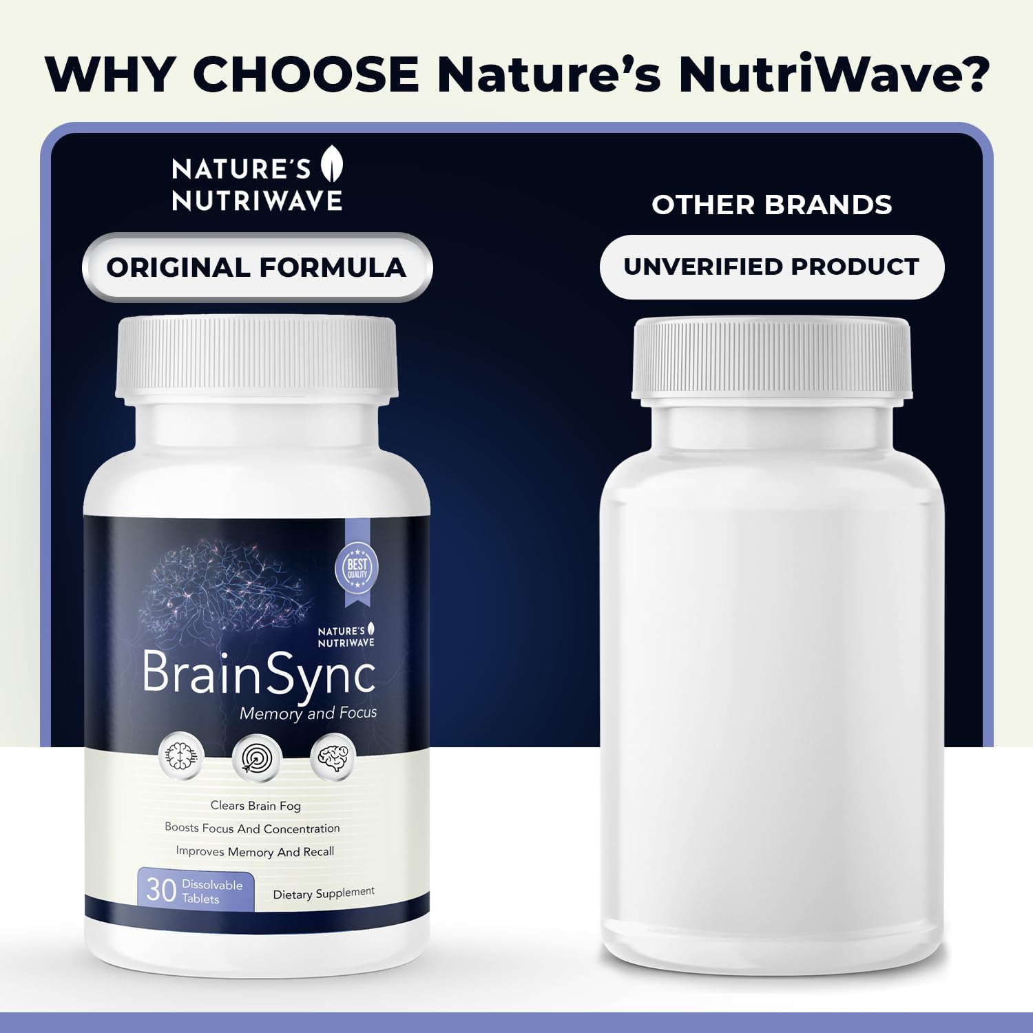Nature’s NutriWave BrainSync Probiotic Supplement – Supports Daily Wellness & Gut-Brain Balance – 3.6 Billion CFU – 30 Dissolvable Tablets, 1 Month Supply - TrustMedUSA