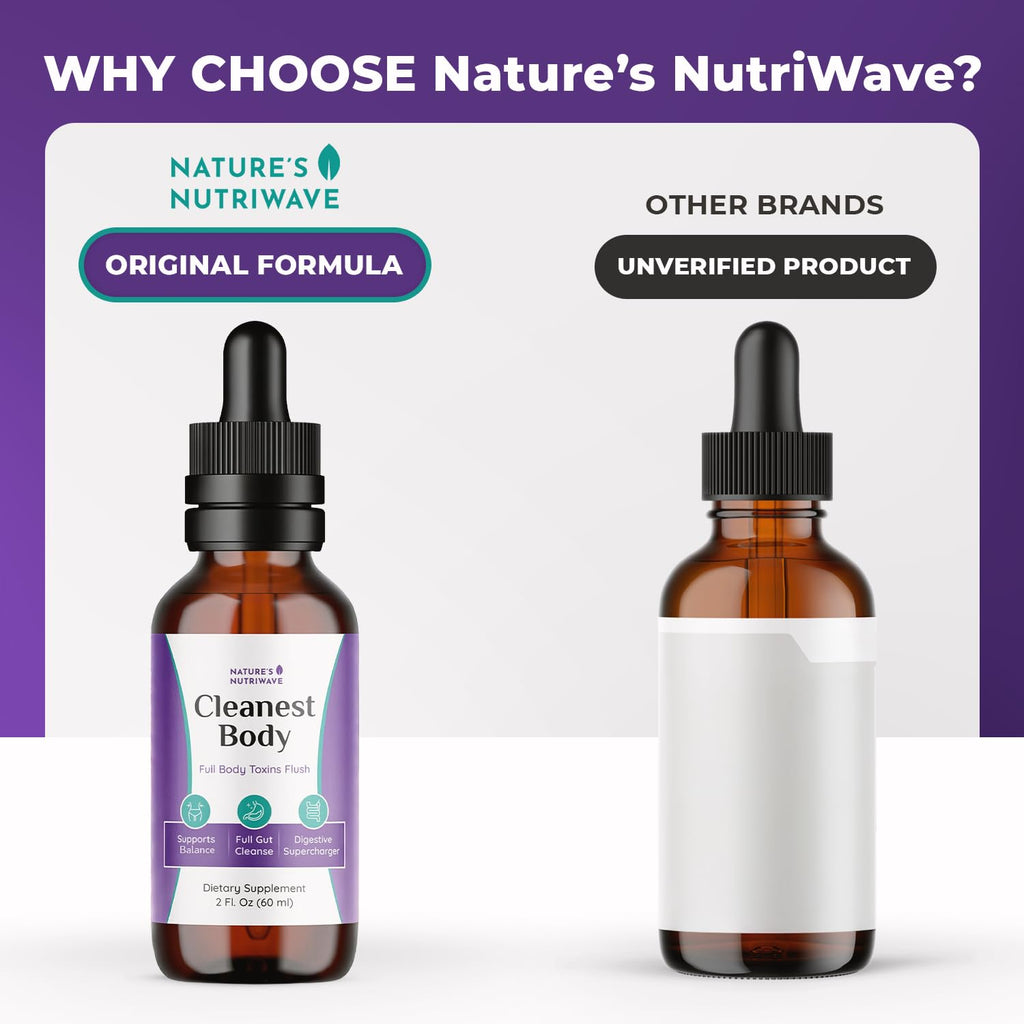 Nature’s NutriWave Cleanest Body – Natural Detox Liquid Supplement with Fennel Seed, Marshmallow Root & Peppermint Oil – Non-GMO, Made in USA, 2 fl. oz.(60ml), 1 Month Supply - TrustMedUSA