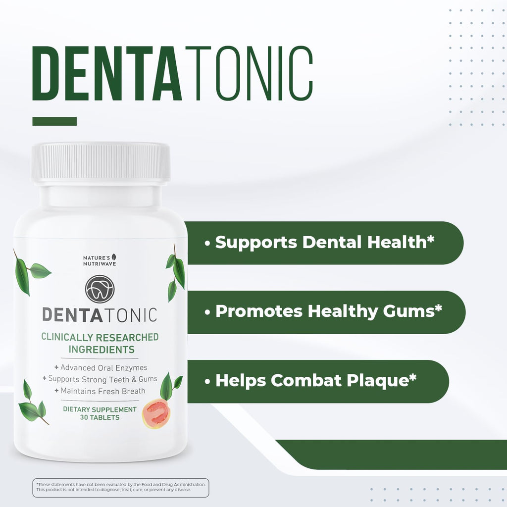 Nature’s NutriWave DentaTonic – Daily Oral Supplement with Guava Fruit, Hydroxyapatite & Enzyme Blend – Made in USA Non-GMO, Stimulant-Free Formula – 30 Tablets, 1 Month Supply - TrustMedUSA