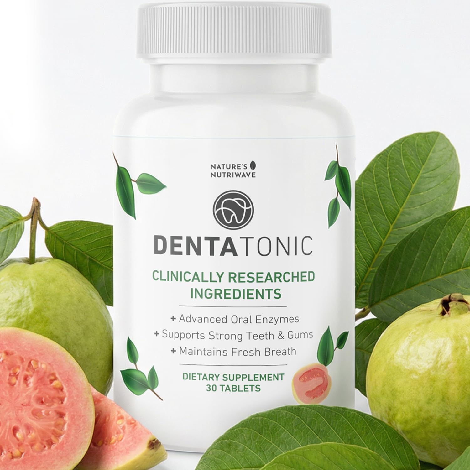 Nature’s NutriWave DentaTonic – Daily Oral Supplement with Guava Fruit, Hydroxyapatite & Enzyme Blend – Made in USA Non-GMO, Stimulant-Free Formula – 30 Tablets, 1 Month Supply - TrustMedUSA