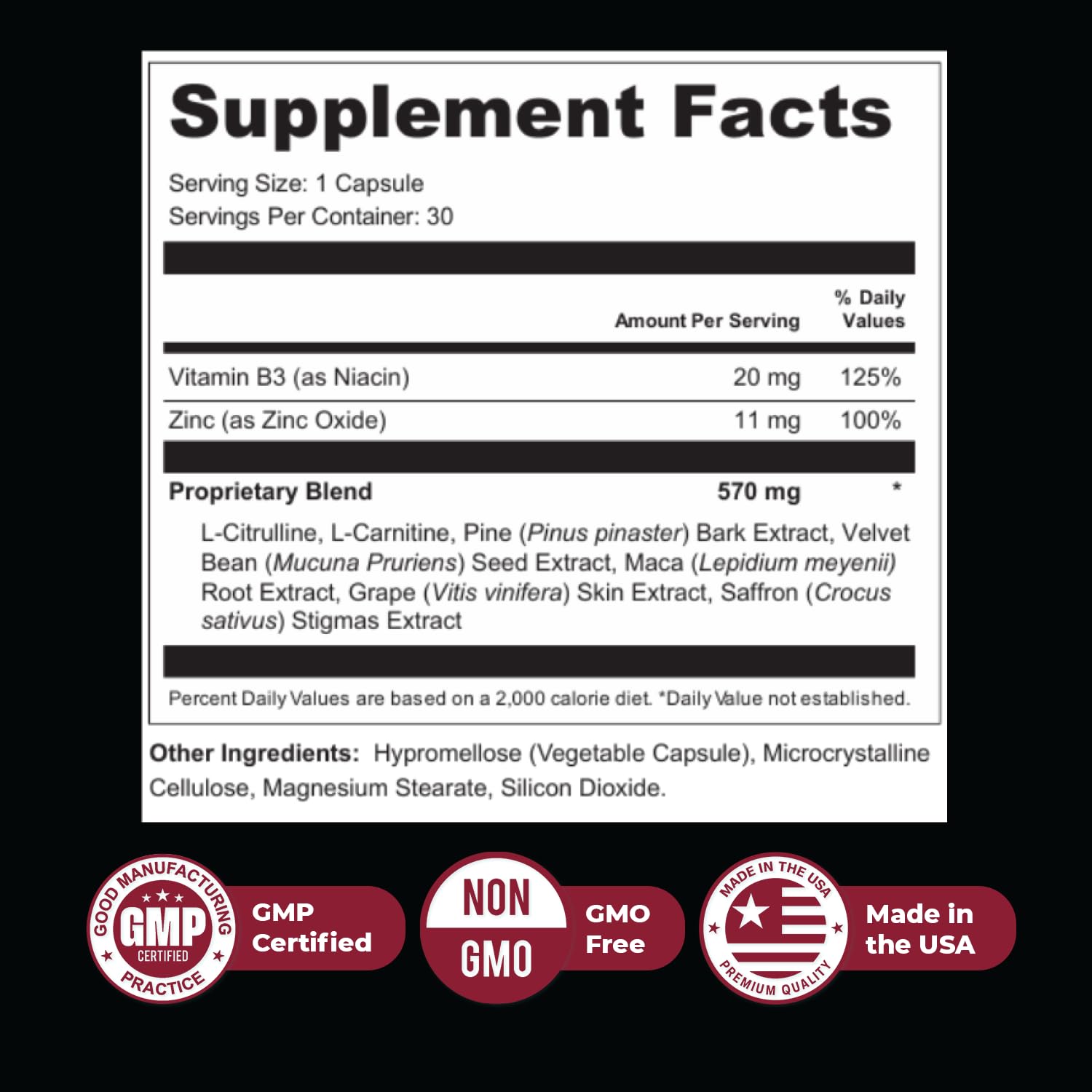 Nature’s NutriWave ErecPower – 100% Natural Men’s Wellness Supplement with Niacin, Zinc & Herbal Blend - Made in USA – 30 Capsules, 3 Month Supply - TrustMedUSA