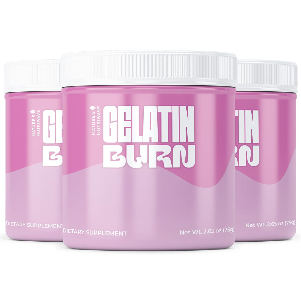 Nature’s NutriWave Gelatin Burn – Natural Powder Supplement with Vitamins, Minerals & Botanical Extracts – Non-GMO, Easy to Mix, USA Made – 2.65Oz, 75g, 30 Servings, 3 Month Supply - TrustMedUSA
