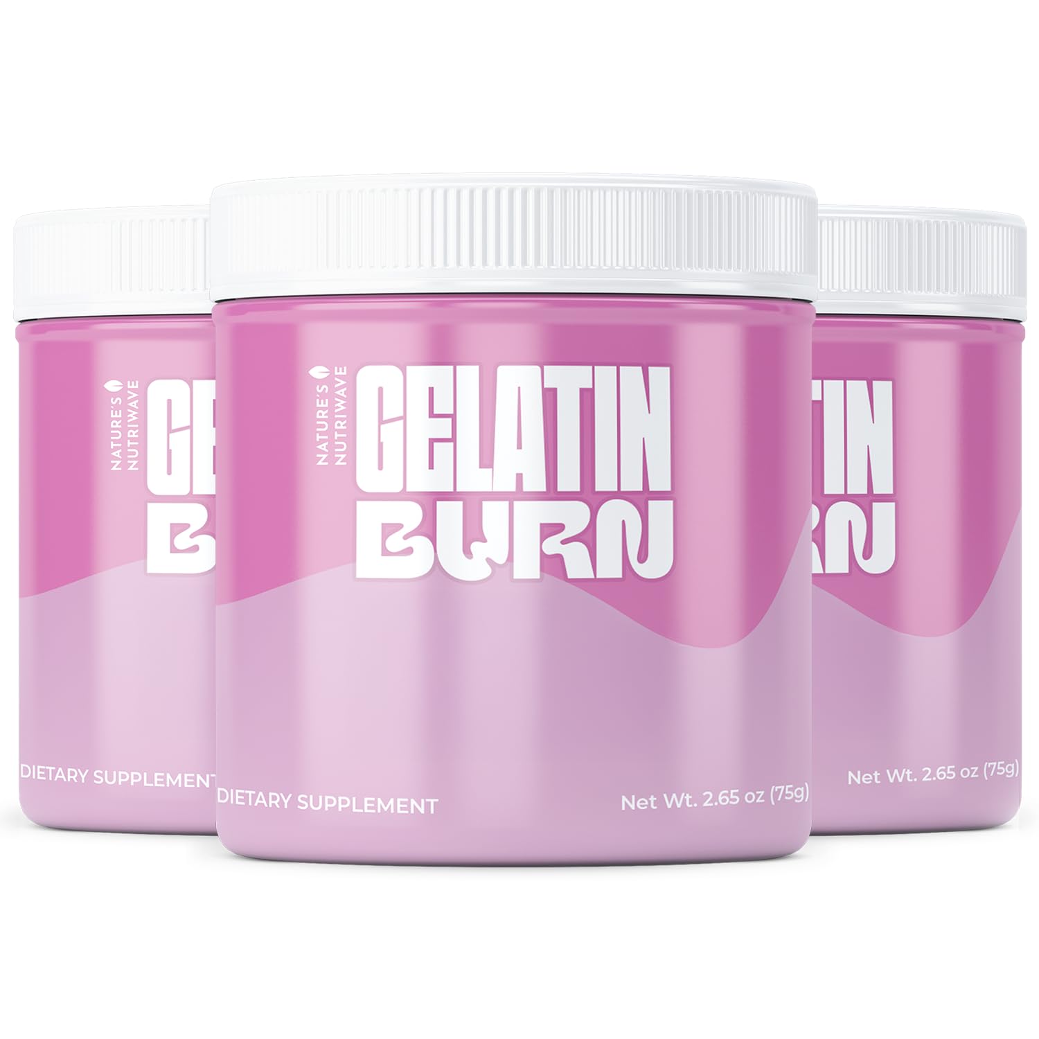 Nature’s NutriWave Gelatin Burn – Natural Powder Supplement with Vitamins, Minerals & Botanical Extracts – Non-GMO, Easy to Mix, USA Made – 2.65Oz, 75g, 30 Servings, 3 Month Supply - TrustMedUSA