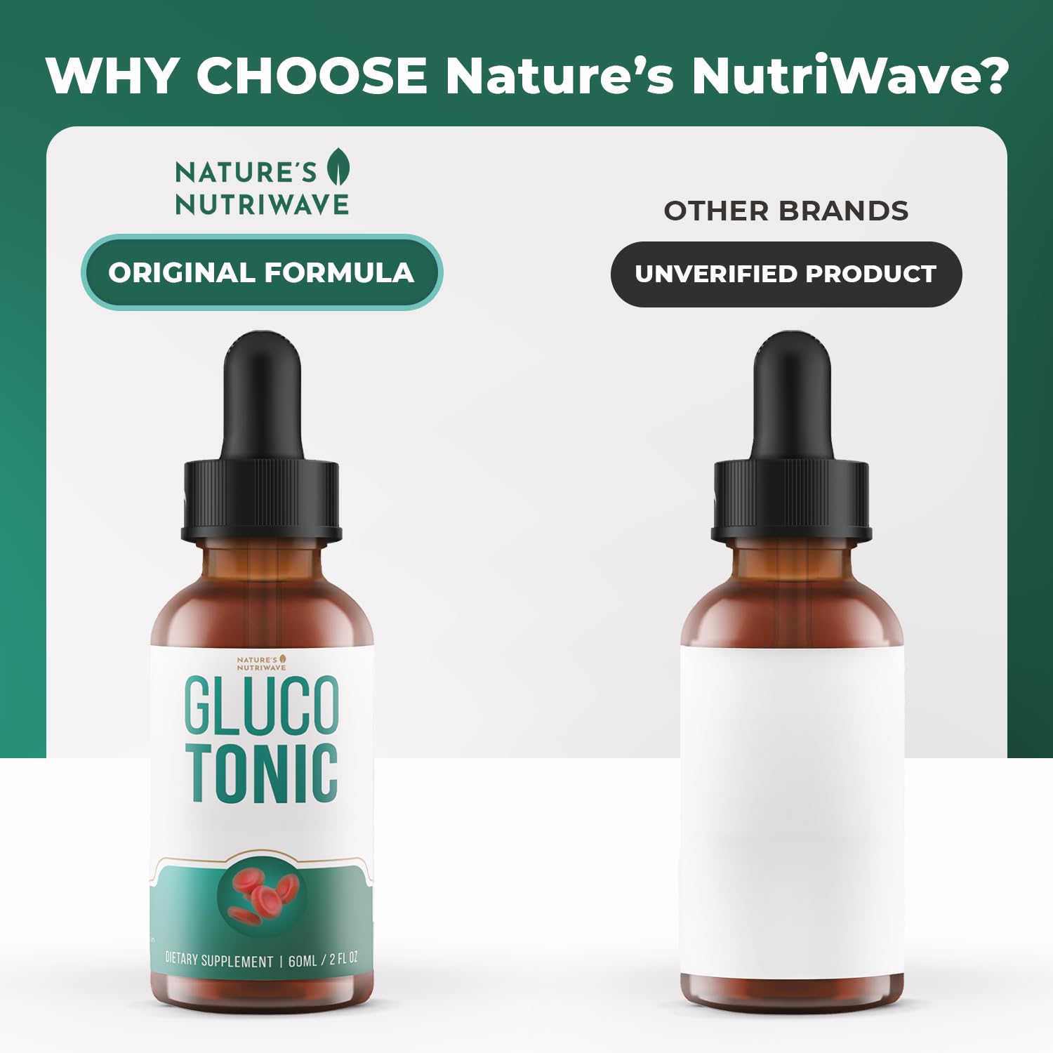 Nature’s NutriWave GlucoTonic – Liquid Formula with Chromium & Herbal Extracts – Natural Flavor – Non-GMO – 60ml, 2FL OZ, 60 Servings, 1 Month Supply - TrustMedUSA