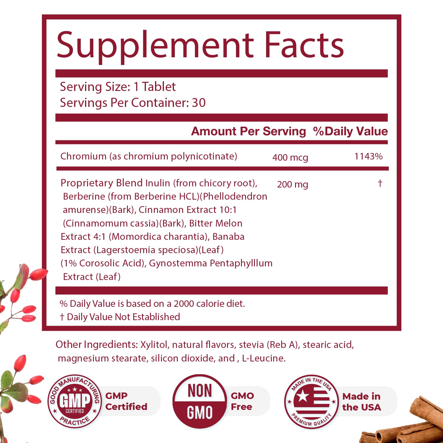 Nature’s NutriWave GLYCOFREE Supplement, Natural Plant-Based Blend with Berberine, Bitter Melon, Cinnamon, Inulin | Non-GMO, Made in USA - 30 Tablets, 3 Month Supply - TrustMedUSA