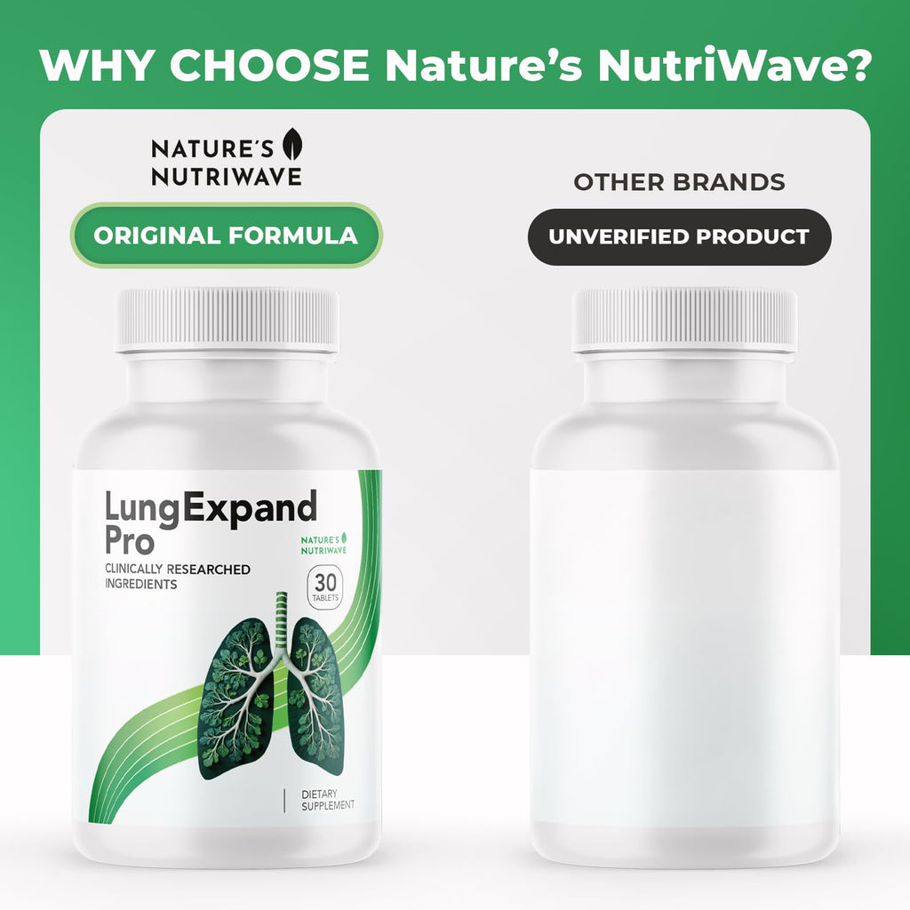Nature’s NutriWave LungExpand Pro – Natural Daily Wellness for Overall Support – Made in USA, Non-GMO – Easy to Take – GMP Certified – 30 Tablets, 1 Month Supply - TrustMedUSA